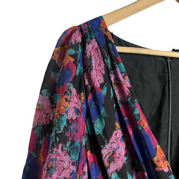 La Maison Talulah Sweet Talk Floral Print Pleated V-Neck Chiffon Mini Dress L - Picture 8 of 16